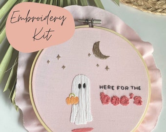 Here for the Boo’s DIY Hand Embroidery Kit, Halloween Embroidery Craft, Modern Embroidery Kit and Great DIY Craft for Adults