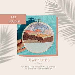 Desert Sunset PDF 6" Embroidery Template | Desert Gradient Sky | PDF Digital Download