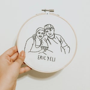 Personalized Embroidery, Custom Portrait Wedding Gift, Home Gift