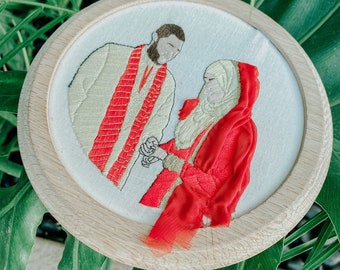 Personalized Custom Portrait Embroidery Hoop, Personalized Gift, Wedding Gift, Custom Engagement