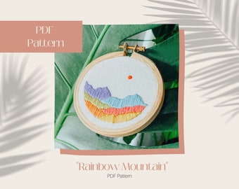 Rainbow Mountain Mini | PDF 3" Embroidery Template| Colorful Nursery Embroidery | PDF Digital Download
