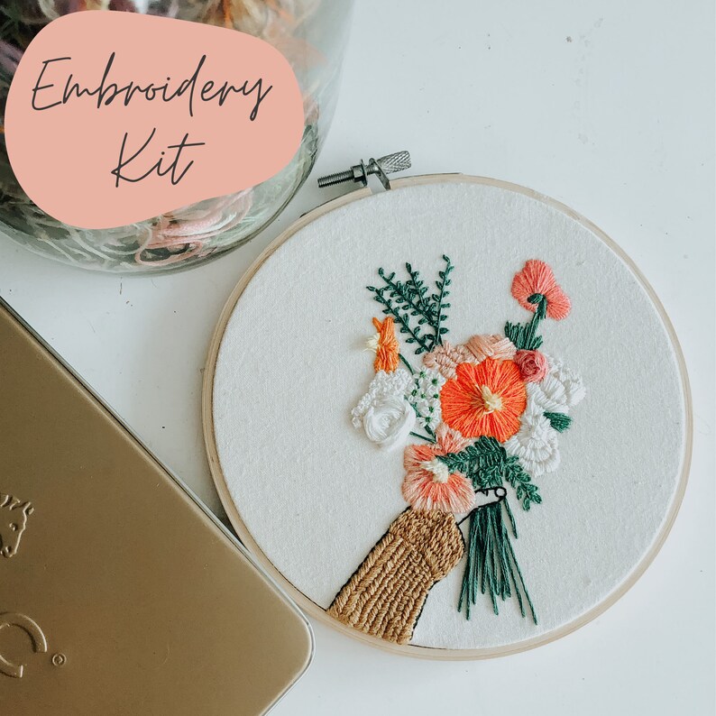 Floral Embroidery Kit Embroidery Kit for Beginner DIY Etsy