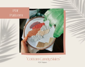 Beginner DIY Embroidery Pattern, Desert Embroidery, Cotton Candy Skies, DF Digital Download
