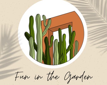 Fun in the Garden | Cactus Embroidery | PDF 6" Embroidery Template | PDF Digital Download