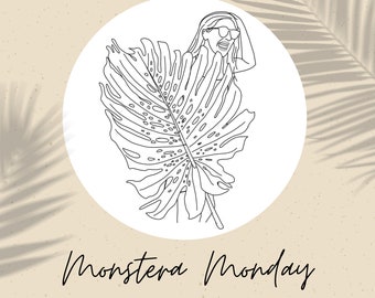 Monstera Monday | PDF 6" Embroidery Template | PDF Digital Download