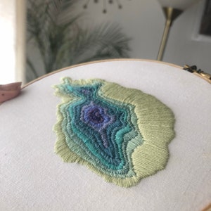 DIY Minimalist Embroidery Kit Beginner, Crystal Geode Embroidery, Camelback Mountain Topography Kit image 3