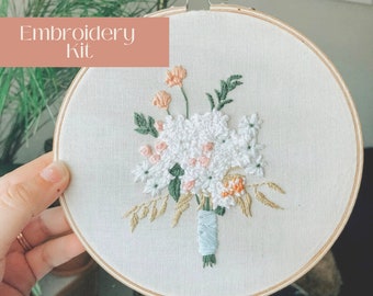 DIY Embroidery Kit Floral Intermediate, Floral Embroidery, Modern Embroidery Wall Decor