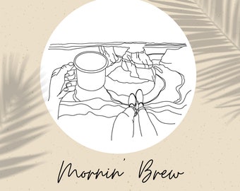 Mornin' Brew with a View Embroidery Template | PDF Digital Download | 6", 7", 8" Template | Horseshoe Bend