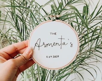 Family Name Embroidery Hoop | Personalized | Custom Embroidery | Embroidery Hoop | Housewarming or Wedding Gift