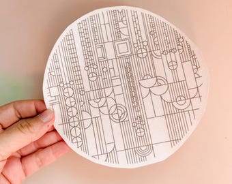 Saguaro Forms Stained Glass Water-Soluble Printed Template, Embroidery Supplies