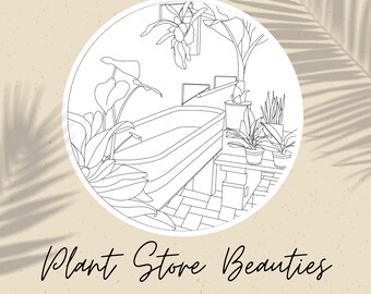 Plant Store Beauties Embroidery Template | PDF Digital Download | 6", 7", 8" Template