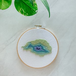 DIY Minimalist Embroidery Kit Beginner, Crystal Geode Embroidery, Camelback Mountain Topography Kit image 2