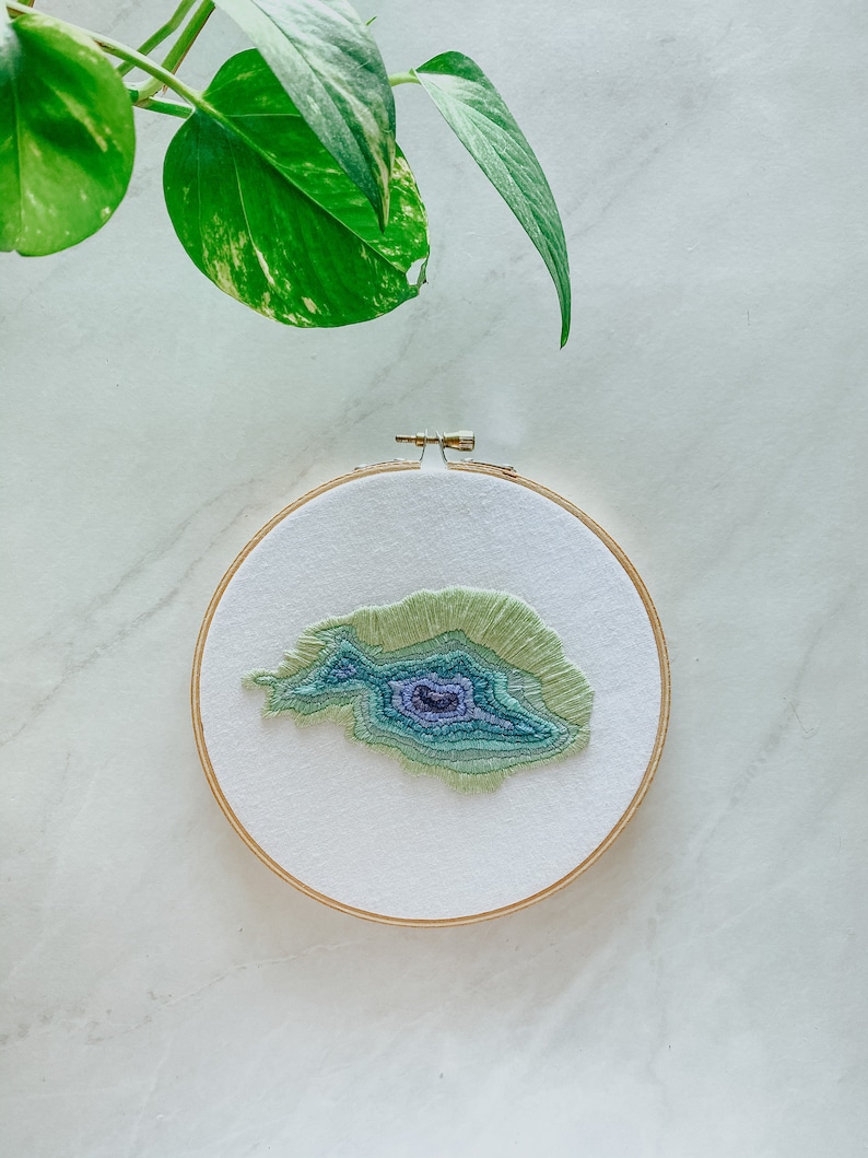 DIY Minimalist Embroidery Kit Beginner, Crystal Geode Embroidery, Camelback Mountain Topography Kit image 2