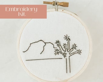 DIY Embroidery Kit Beginner, Needlepoint Kit with Joshua Tree Design, Craft Kit for Adults