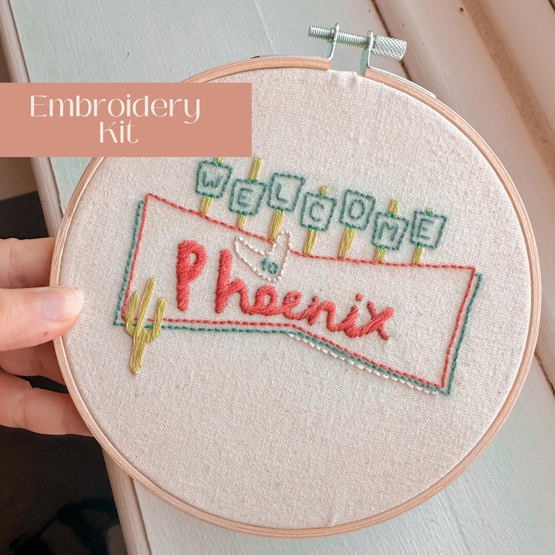 Vintage Welcome Sign Embroidery Kit Beginner, Welcome to Arizona, State ...
