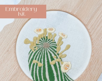 DIY Hand Embroidery Kit, Advanced Embroidery Kit, Saguaro Blooms Kit, Desert Embroidery, Cactus Art