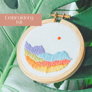 DIY Embroidery Kit Beginner,  Mothers Day Rainbow Mountain Mini Embroidery Kit , Modern Embroidery Kit and Great DIY Craft for Adults