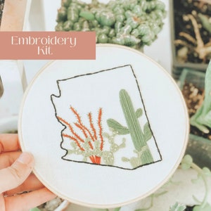 DIY Minimalist Embroidery Kit Beginner, Arizona Wall Decor, State Embroidery Kit