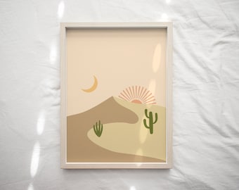 Illustrated Desert Print Printable Wall Art instant Download DIY Print Abstract Desert Minimal Decor Large JPG Files