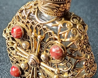 Rare Unique Antique Victorian Bottle parfume Cross Brass Bronze France Craftsman Masterpiece