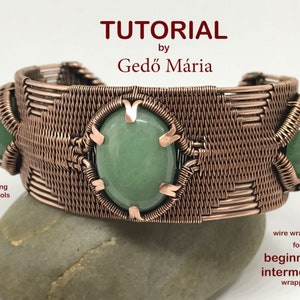 TUTORIAL - wire wrapped cuff bracelet - prong setting - downloadable PDF-file