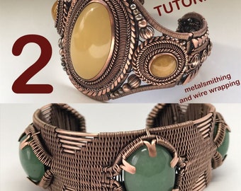 2-TUTORIAL PACK - cuff bracelets - wirework and metalsmithing - prong setting - sawing - soldering - digital item