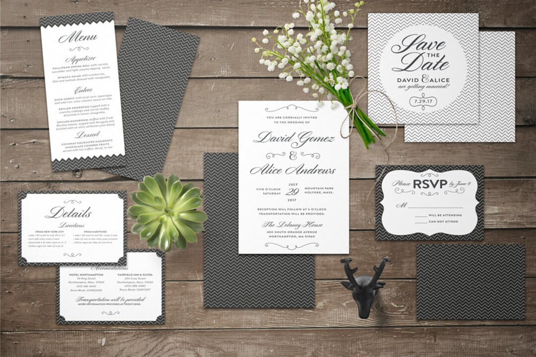 Classy Wedding Invitation Set - Etsy