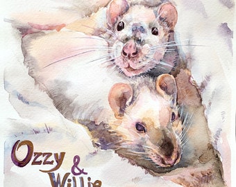 Custom pet painting, Custom Birthday gift, Memorial pet portrait, Personalized Pet Portrait, Rat portrait, cat Portrait, Dog Portrait