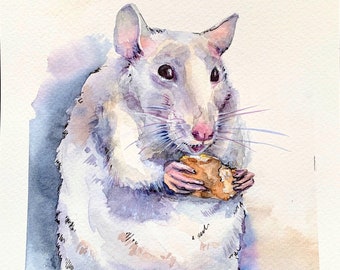 Custom Rat portrait, Pet lover Christmas gift, Memorial pet painting, Personalized pet portrait, Custom Watercolor Pet Portrait