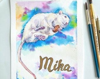 Aangepaste huisdier portret | Gepersonaliseerd huisdier portret, Pet Rat Art, Rat Memorial, Memorial Pet Portrait, Oekraïne handgemaakt