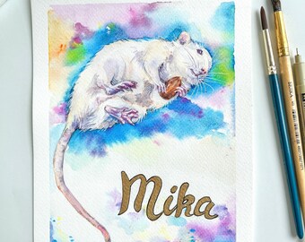 Custom Pet Portrait | Personalized pet portrait, Pet Rat Art, Rat Memorial, Memorial Pet Portrait, Ukraine handmade