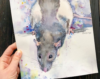 Rat gift, Memorial pet portrait pet loss gifts, Watercolor Pet Portrait from photo, Rat portrait, Custom pet drawing, Custom Rat painting