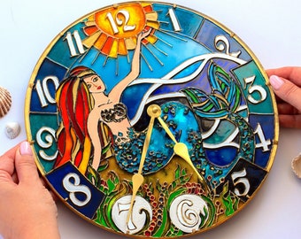 Children clock, Fantasy clock for girl, unique Art gift for kid, Fantasy wall clock, mermaid clock, princess wall art, clock for nursery