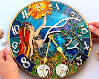 Children clock, Fantasy clock for girl, unique Art gift for kid, Fantasy wall clock, mermaid clock, princess wall art, clock for nursery
