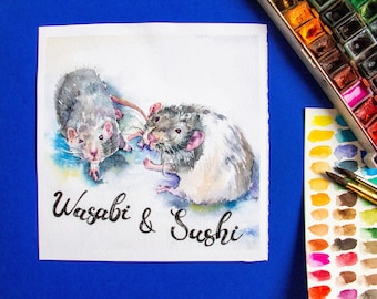 Personalized pet portrait | Custom Watercolor Pet Portrait from photo, Custom Pet Art, Rat Memorial, Memorial Pet Portrait, Ukraine handmade