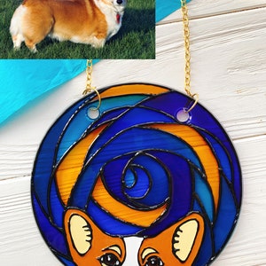 Boston terrier art, Corgi art, Stained glass dog, dog suncatcher, Boston terrier gift, Memorial Dog art, custom dog portrait, dog lover gift image 3