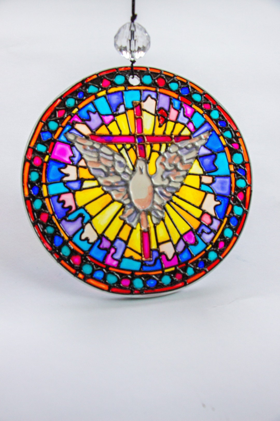 Stain Glass Suncatcher Religious Gift Christian Holy Spirit Etsy