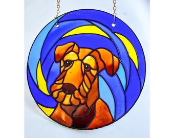 Welsh terrier art, Corgi art, Stained glass dog, dog suncatcher, Boston terrier gift, Memorial Dog art, custom dog portrait, dog lover gift