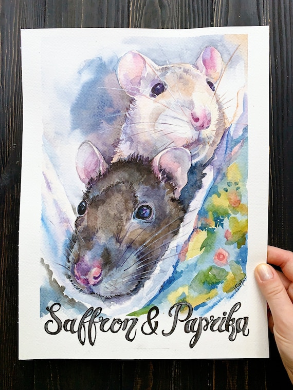 Custom Watercolor Pet Portrait from photo, Memorial pet painting, Personalized pet portrait, Custom Rat Painting, Rat gift, Rat portrait