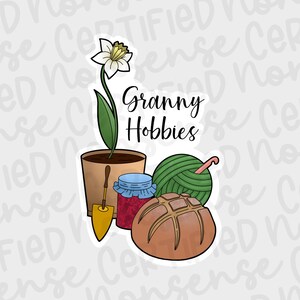 Holographic Granny Hobbies Vinyl Sticker