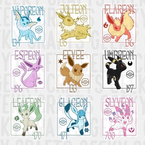 Eeveelutions Custom Artwork Vinyl Stickers