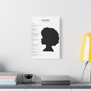 My Identity Empowering Canvas Wall Art, Inspirational Home Decor, Black Woman Silhouette, Quote Art Print, Motivational Decor