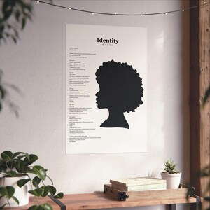My Identity Empowering Poster | Black Woman Art | Motivational Wall Decor | Women&#39;s History | Gift for Her, Home Decor, Office Art