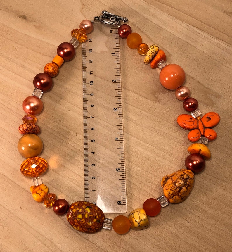 Orange Bangle Bracelet and Chunky Necklace