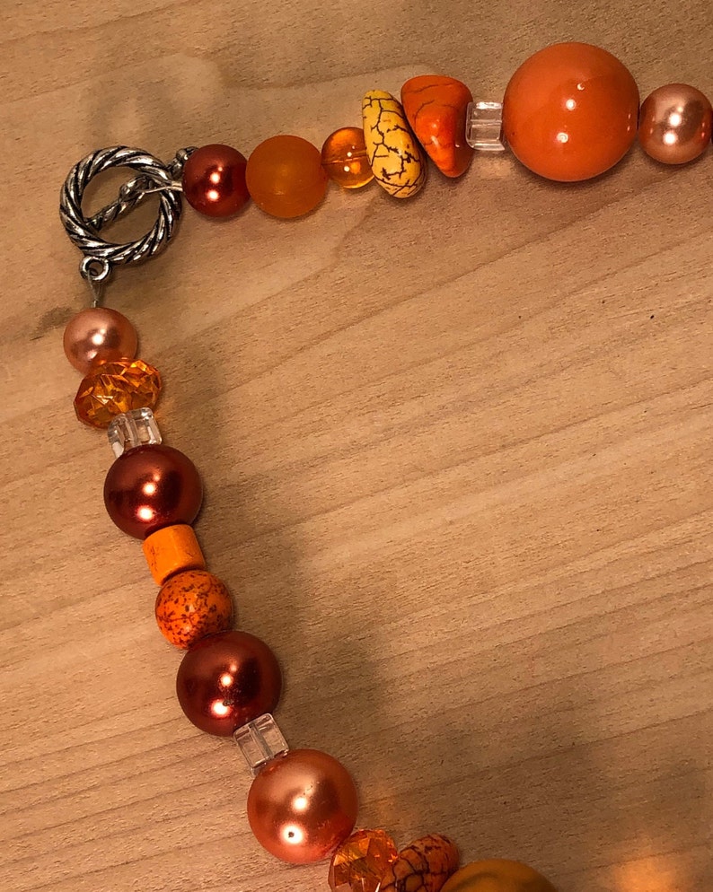 Orange Bangle Bracelet and Chunky Necklace