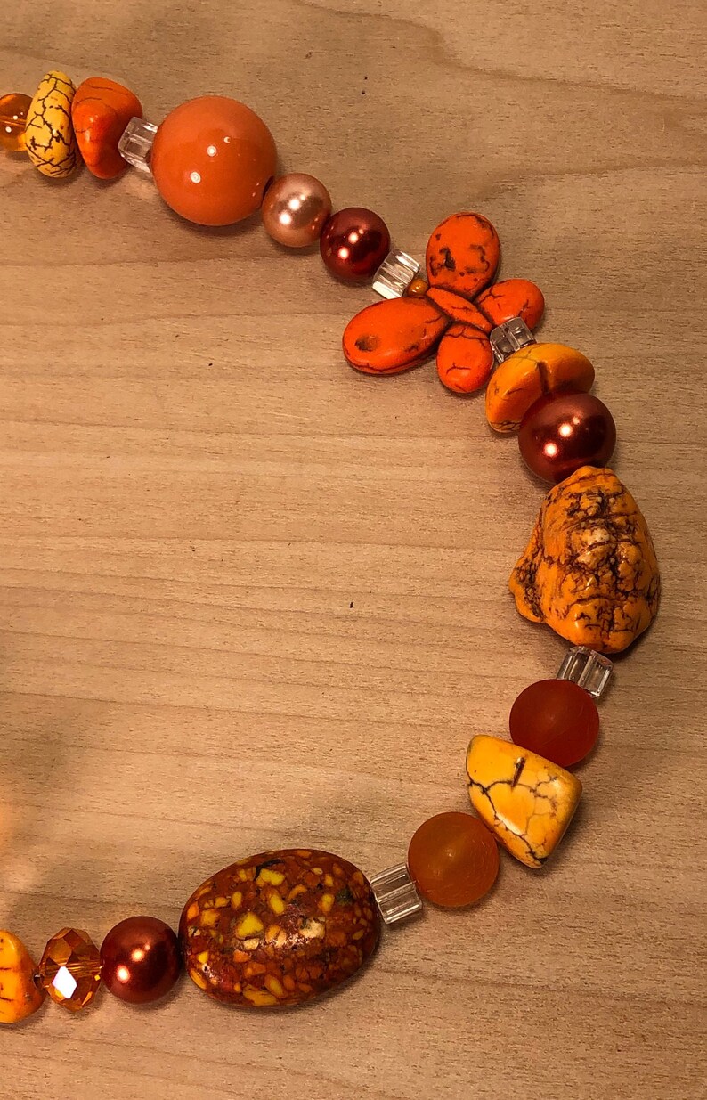 Orange Bangle Bracelet and Chunky Necklace