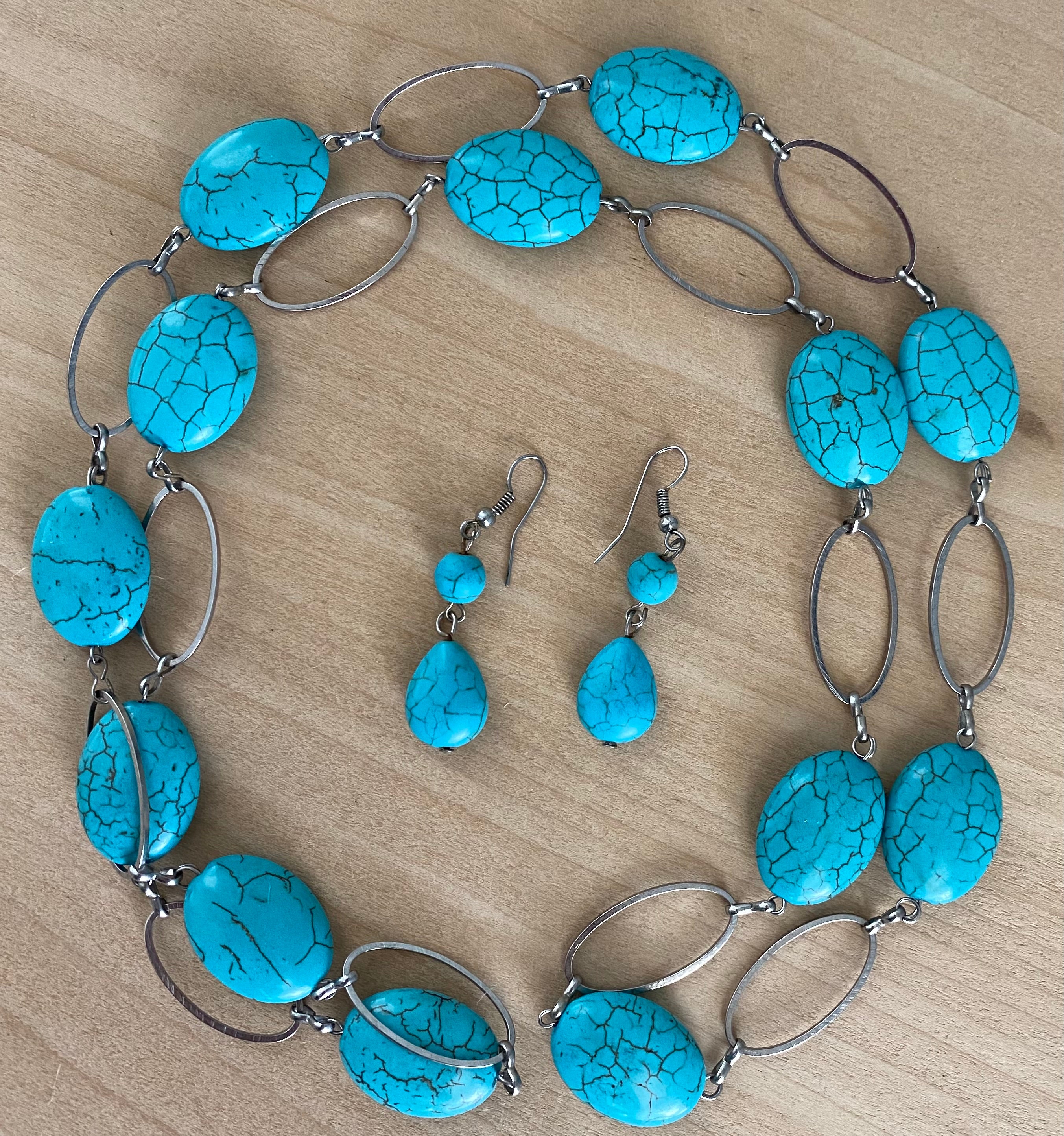 Faux Turquoise Necklace and Earrings Etsy