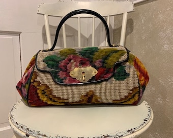 Vintage 1950's Koret floral carpetbag purse