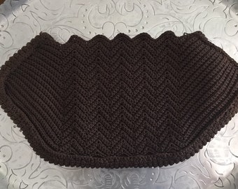 Vintage 1940's chocolate brown crochet corde clutch