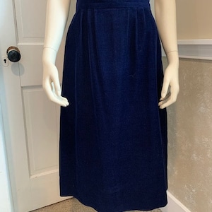Vintage 1940&#39;s sapphire blue fine whale corduroy skirt